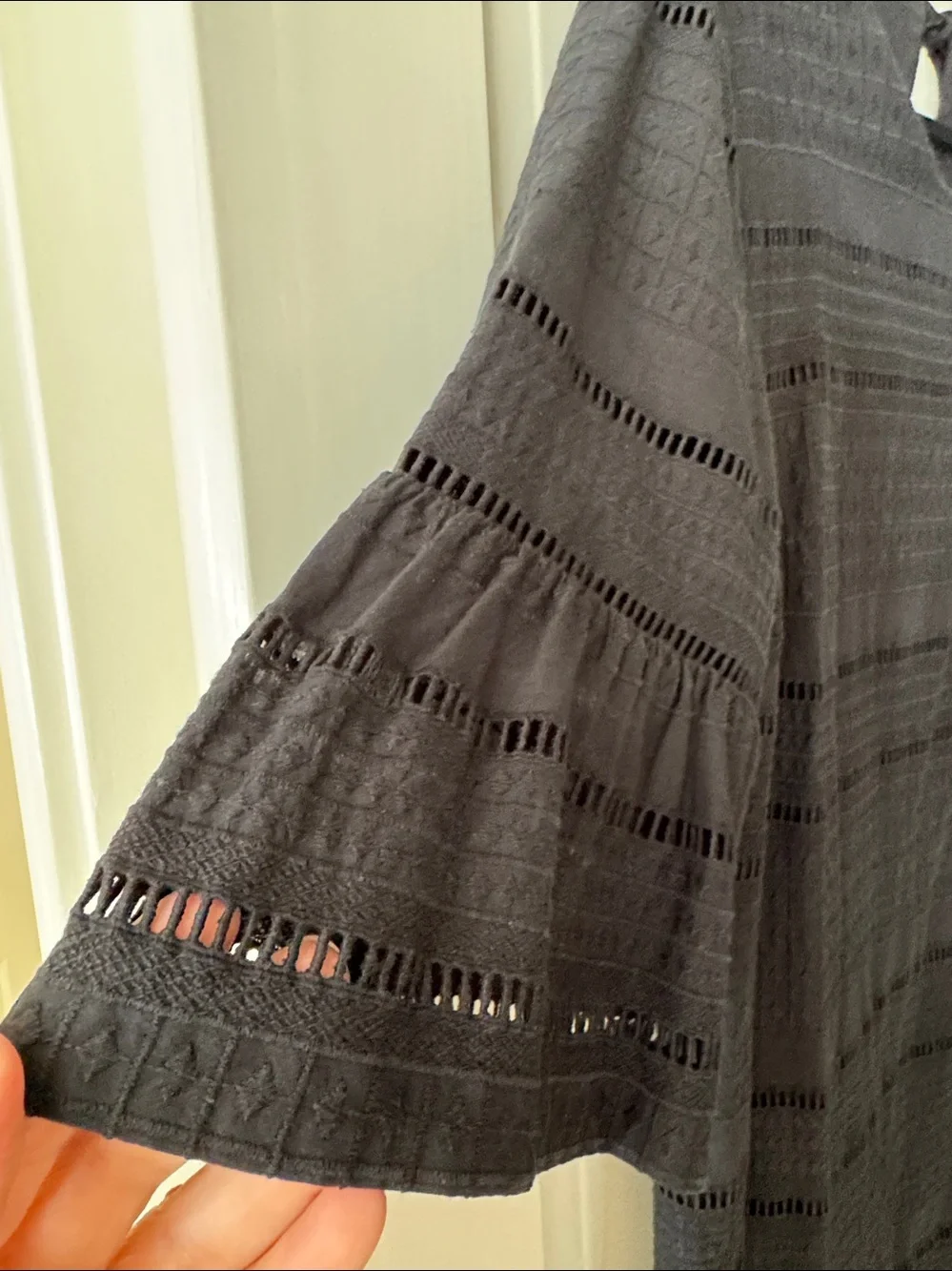 J. Crew Black Mini Shift Dress with Eyelet Detail